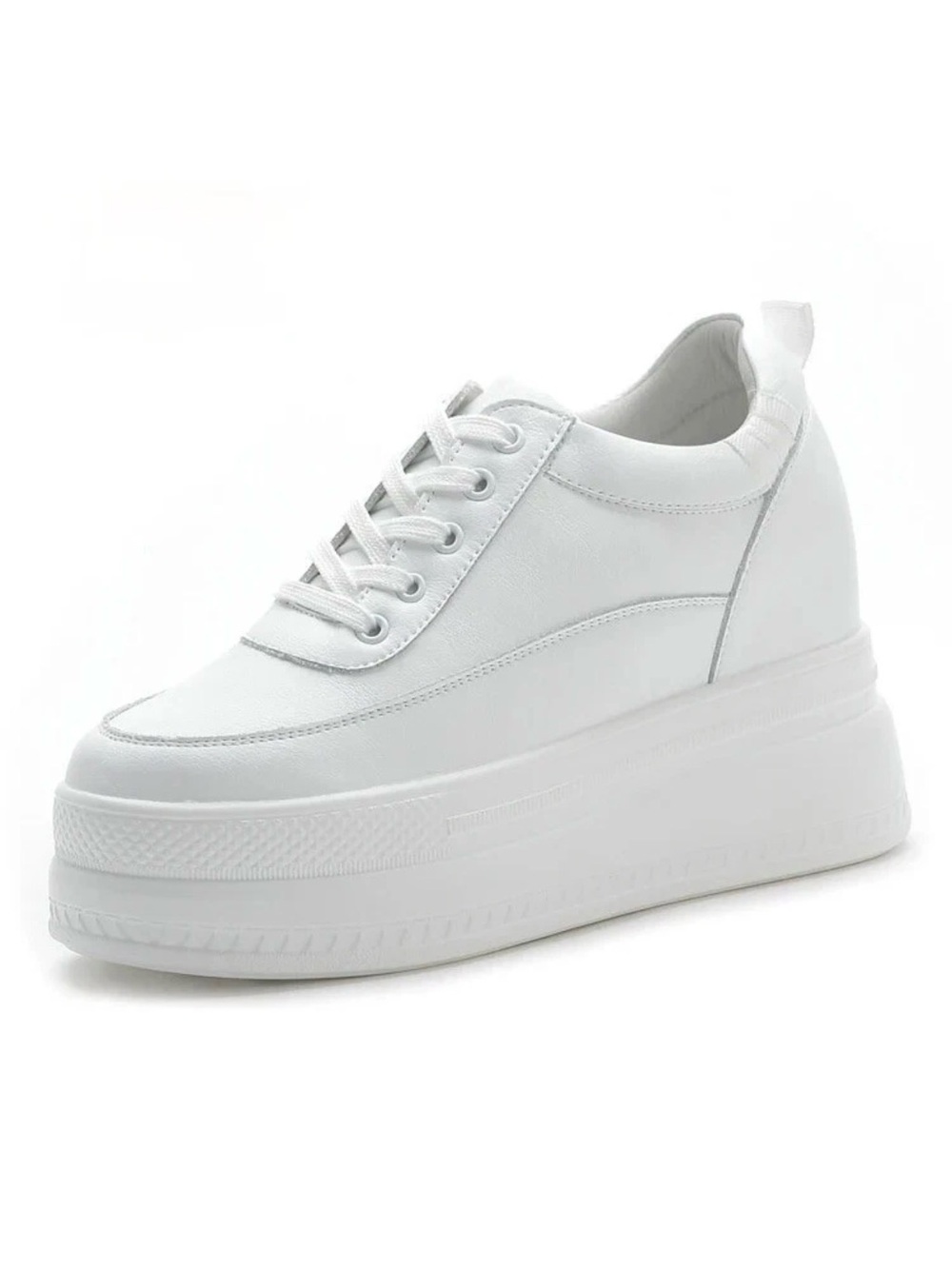 White Platform Lace-Up Sneaker